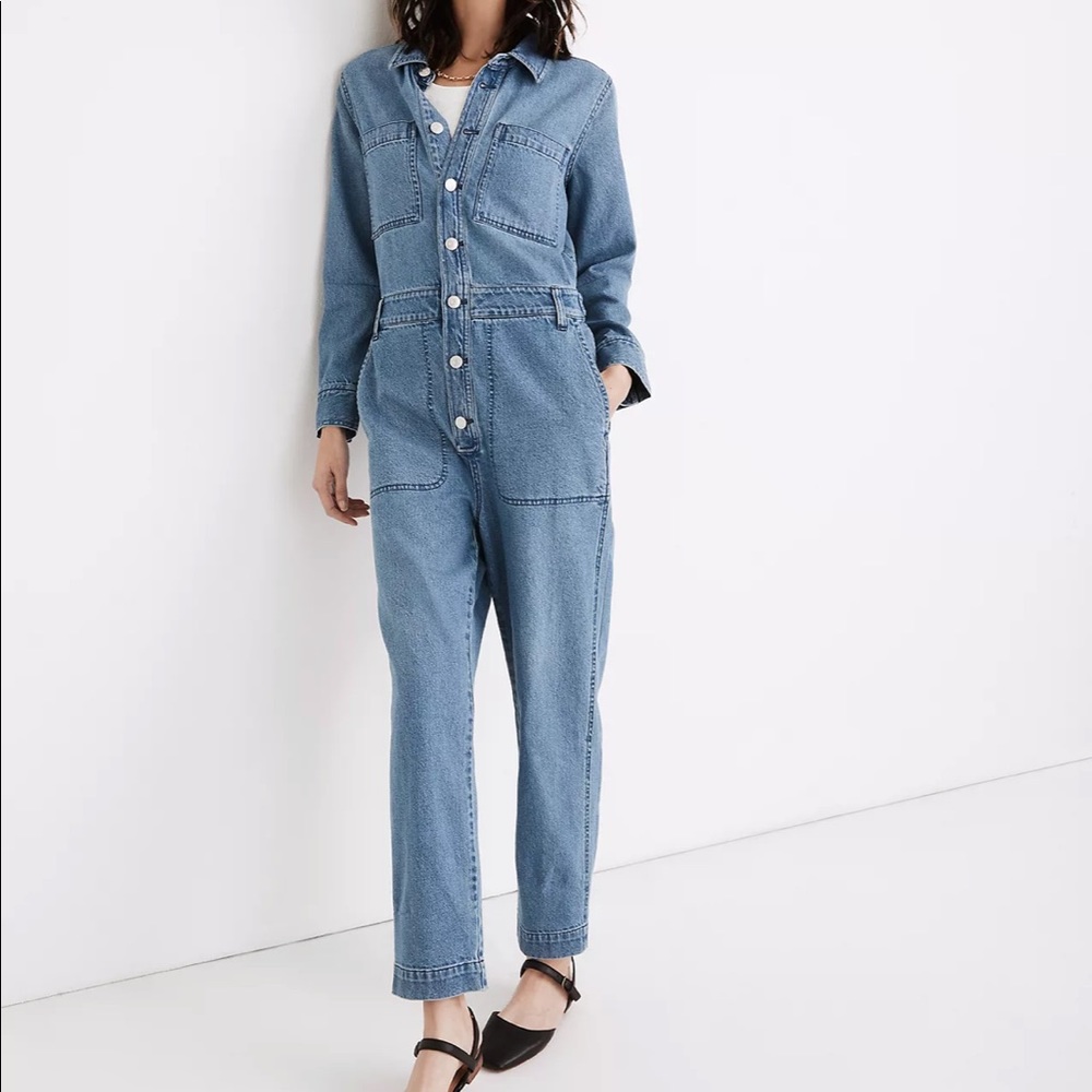 Madewell Denim Relaxed Coverall Jumpsuit in Glenroy Wash